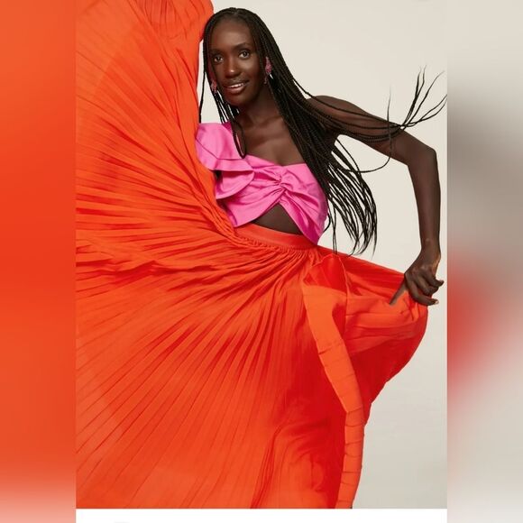 AMUR RTR Pink Red Cleopatra Pleated Dress - Picture 7 of 15